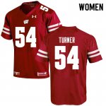 Women's Wisconsin Badgers NCAA #54 Jordan Turner Red Authentic Under Armour Stitched College Football Jersey XG31A03II